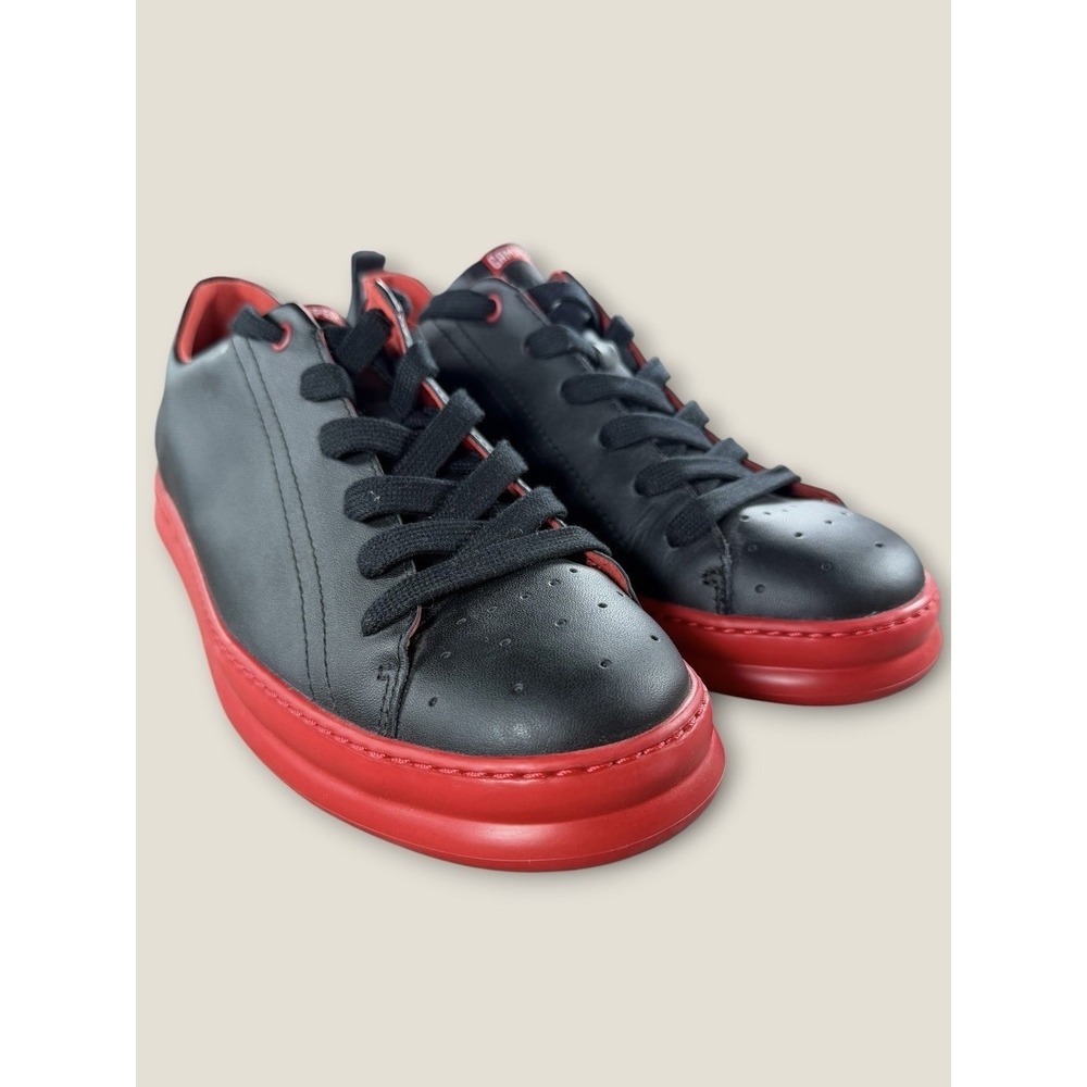 Camper Runner Four Black Leather Red Sole Sneakers Low Top Shoes Mens Sz 43